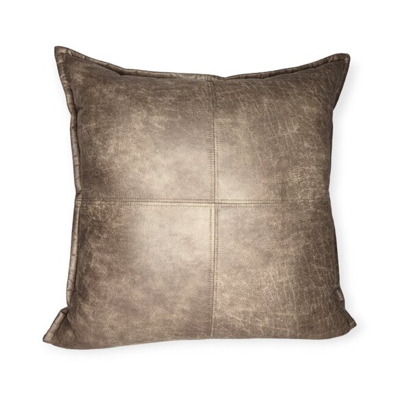 Pier 1 Brown Faux Suede Square Pillow - Picture 1 of 8